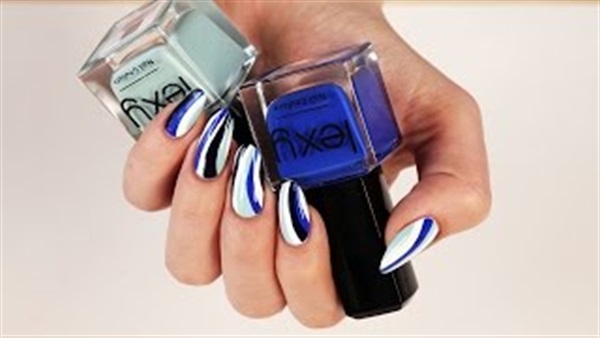 طريقة مميزة لوضع المانكيير الأزرق