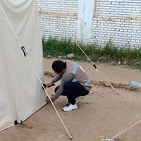 رئيس أركان قوات الدفاع الشعبي يشيد بدور الهلال الاحمر بدمياط بمعسكر  ايواء المحافظة 