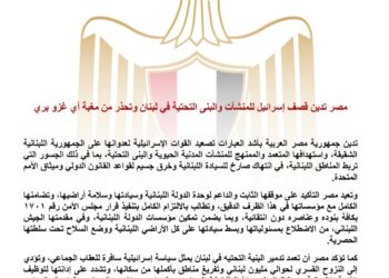 بيان عاجل .. مصر تدين قصف اسرائيل للمنشأت في لبنان