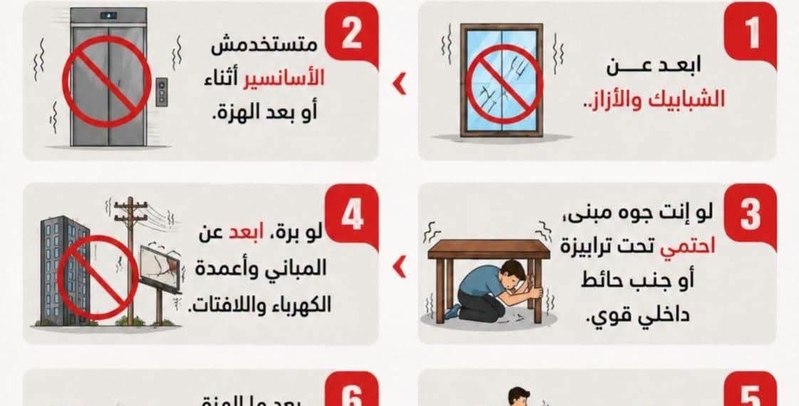 حاجات تعملها وقت الزلازل… ممكن تنقذ حياتك.